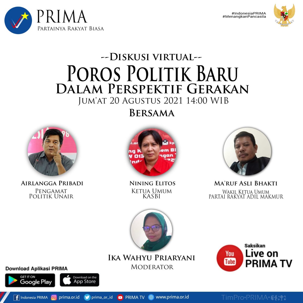MediaPrd's tweet photo. Saksikan diskusi asyikembahas jalan membangun #PorosAntiOligarki https://t.co/qADy1eFJPM