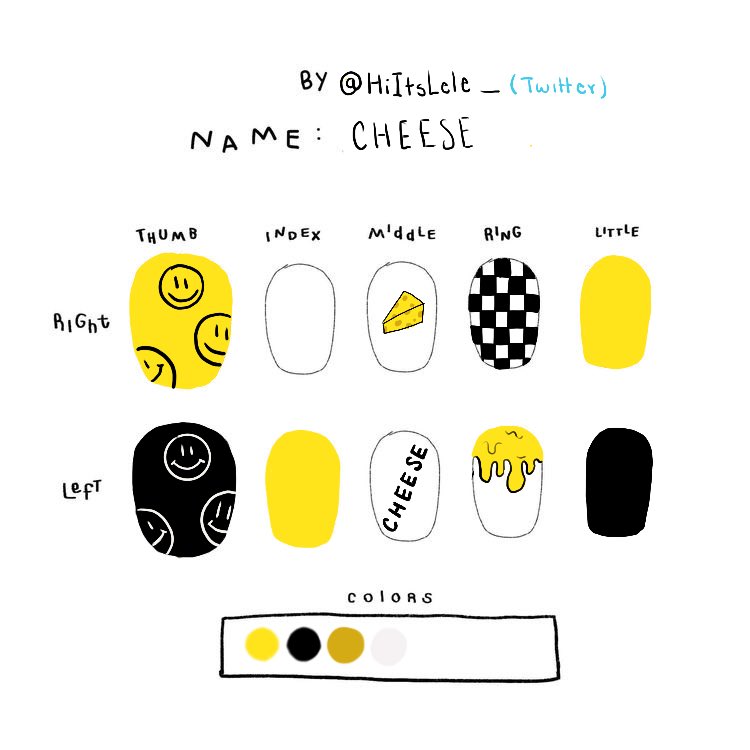 HiItsLele_'s tweet photo. Sooo hice un diseño de uñas inspirado en Cheese por si les interesa usarlo ^^

#StrayKids  #스트레이키즈 
#NOEASY 
#StrayKidsComeback
#YouMakeStrayKidsStay #Straykidsfanart #skzfanart https://t.co/85lQGh9Ouk