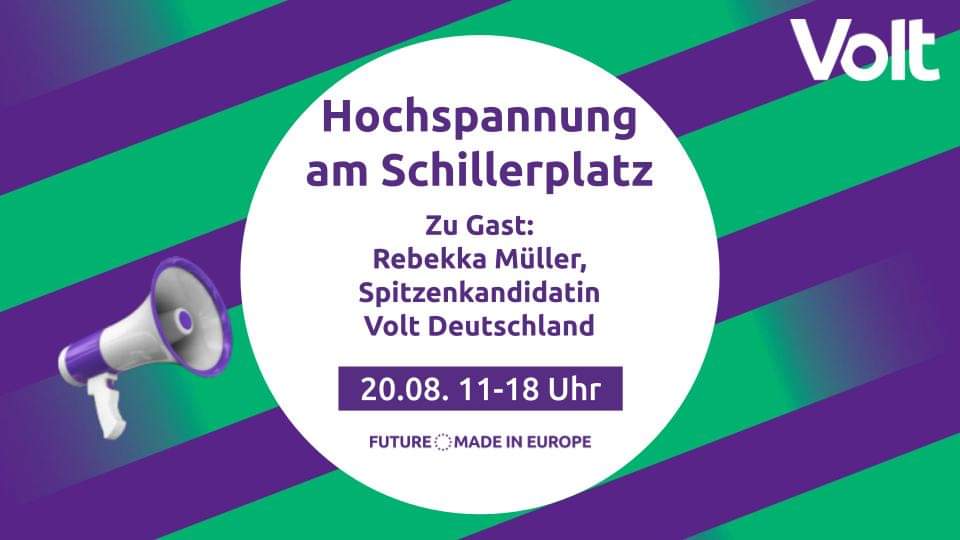 📢Heute könnt ihr von 11-18 Uhr in #Mainz unsere #Volt-Spitzenkandidatin <a href="/MullerRebekka/">Rebekka Müller</a> treffen. Anschließend gibt's am Abend noch ein Meet&amp;Greet im Big Easy am Rhein - schaut vorbei!💜🇪🇺 #VoteVolt #GenerationEuropa #btw21 #btw2021 #btw #BTWahl2021
