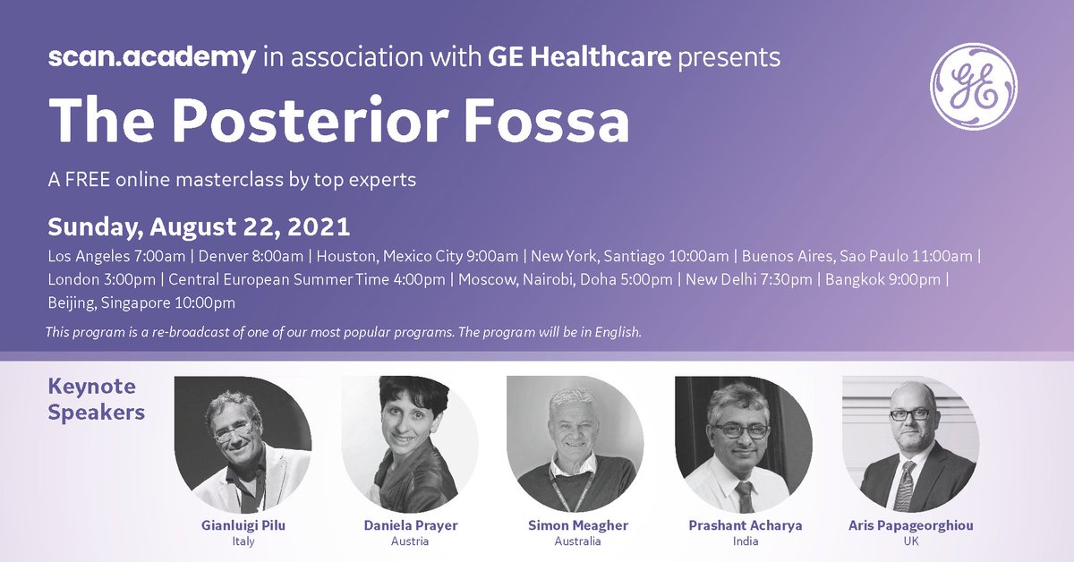 Join on August 22, 2021 for the re-broadcast of “The Posterior Fossa – imaging, assessment and prognosis of abnormalities” with international top experts G. Pilu, D. Prayer, S. Meagher, P. Acharya and A. Papageorghiou. Register now: webinaronline.in/Scan_Academy/2…
