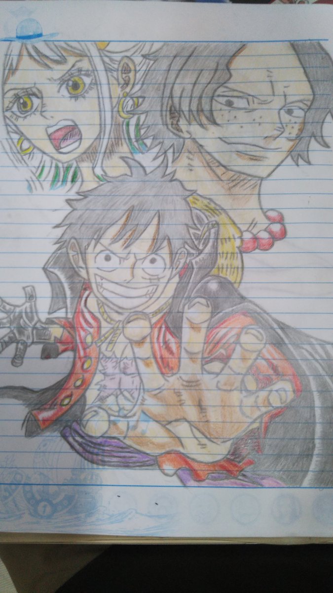 NakanoaZoro's tweet photo. ルフィとエースとヤマト描いた https://t.co/fUxTY5IVVn