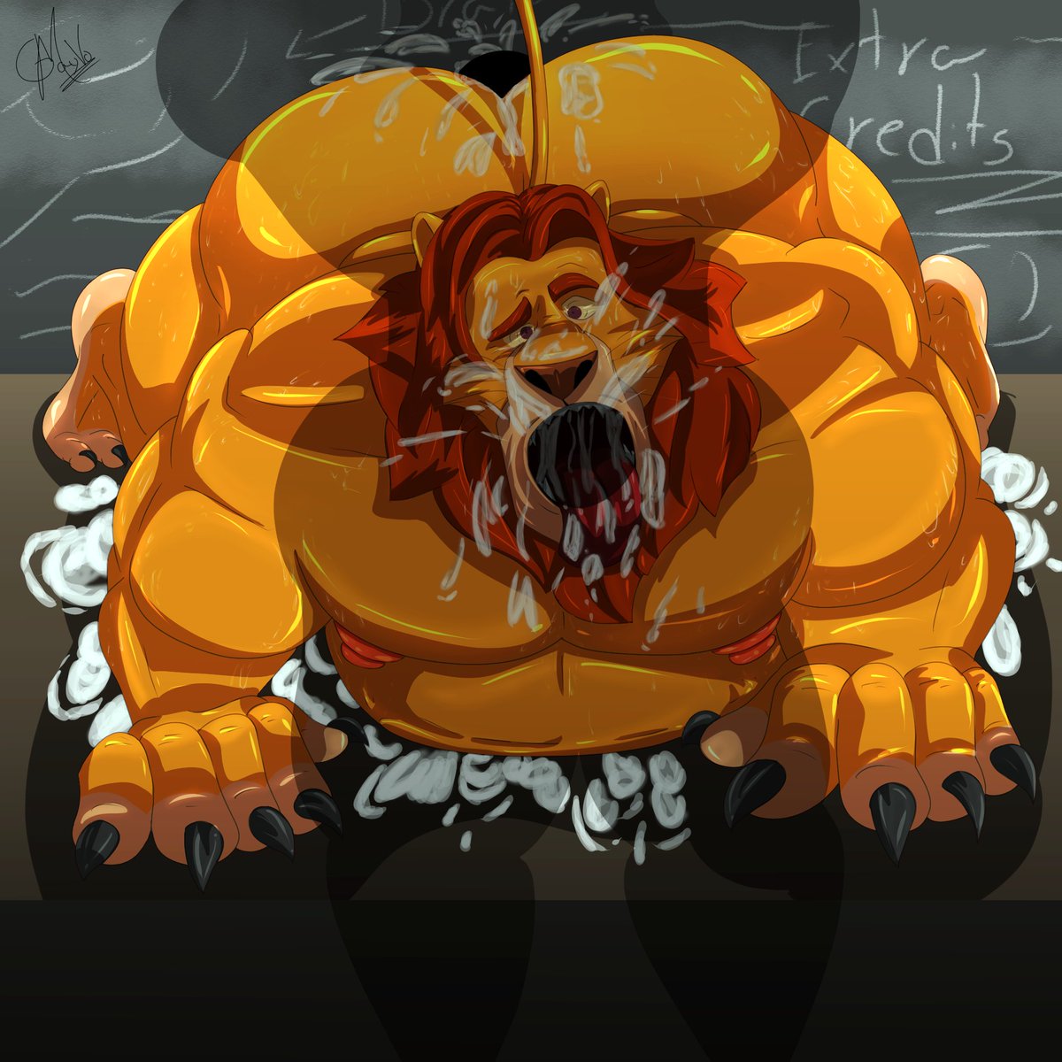 VoreloveM's tweet photo. Professor Mufasa has given two students the opportunity to earn extra credits in their Modern biology classes, it seems that he enjoys it to the fullest.

(Cumming pack)

#Gayprofessor #Fanartgay #Fattymuscle https://t.co/vmm32sYnem