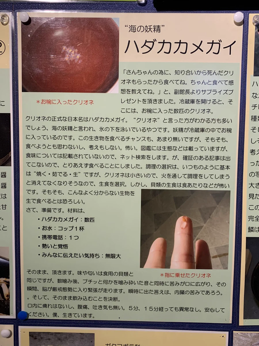 ヤバイ水族館が発見される！？クリオネを食べた感想が展示されているwww