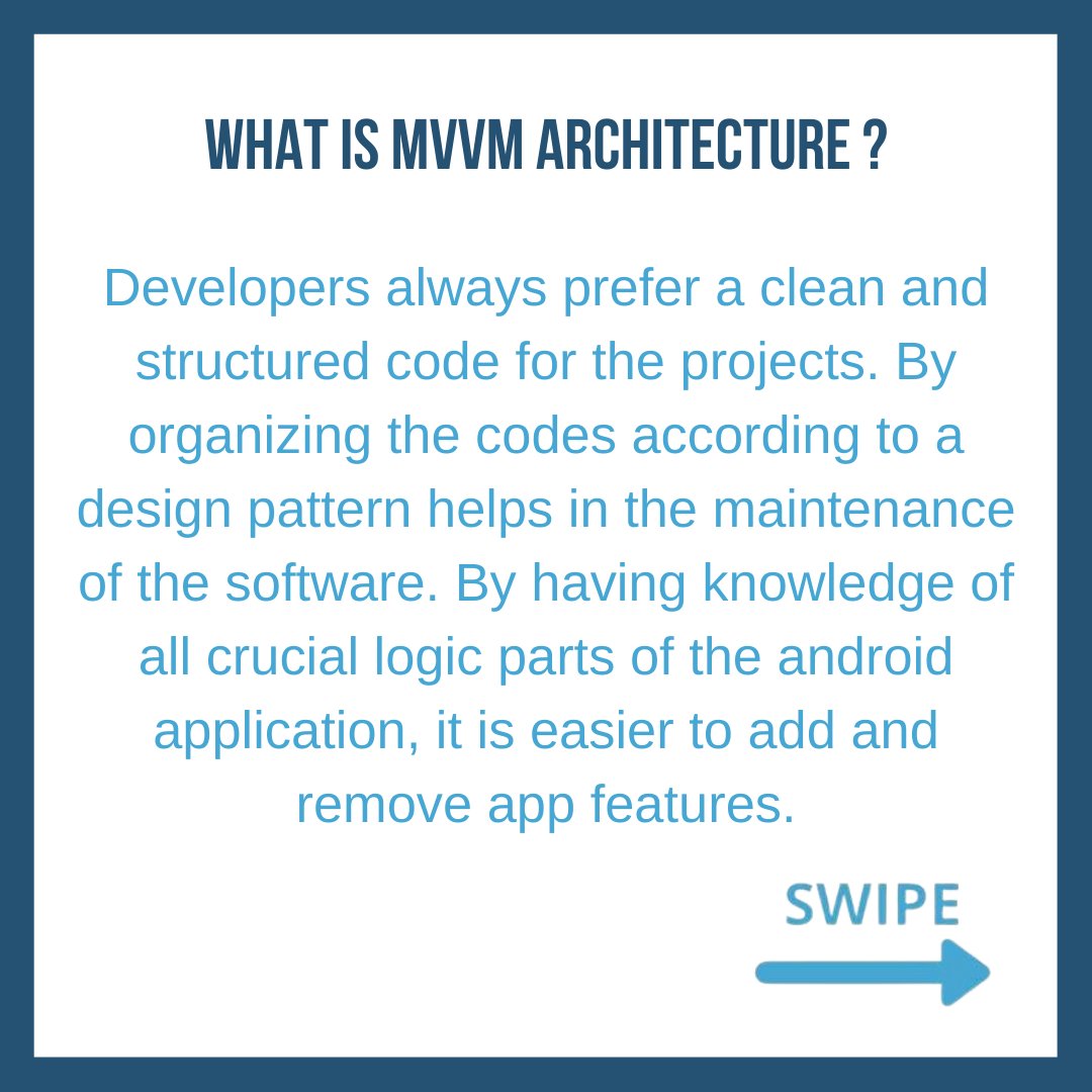 CodersArts's tweet image. Swipe to know- What is MVVM architecture? Advantages/Disadvantages of MVVM Architecture and more.
Read the full article: codersarts.com/post/mvvm-arch…
#programmingassignmenthelp #programmingassistance #codinghelp #assignmenthelp #codementorship #CapstoneProjects #codersarts #sofstack
