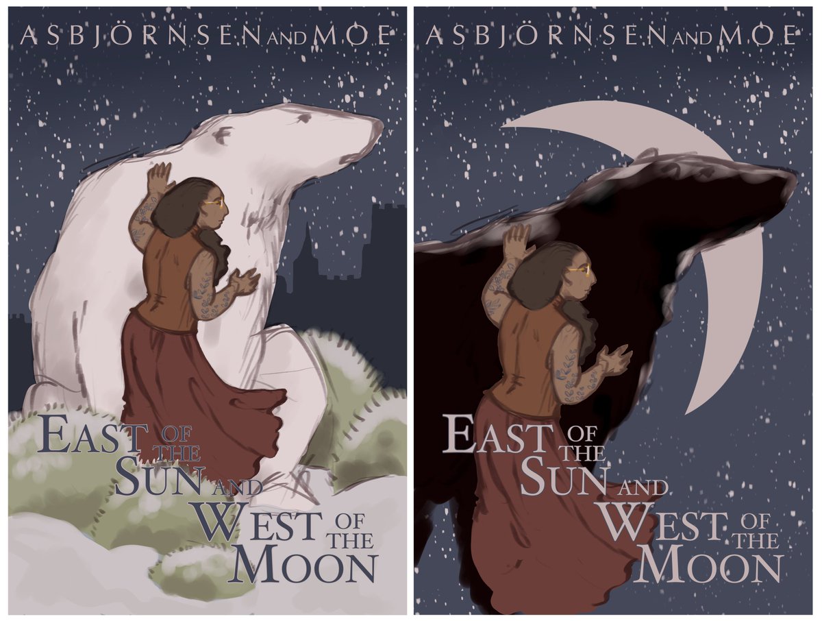 eryberi's tweet photo. I'm so close to starting the final picture of the #fairytalecovers! Which is your favourite of these colour roughs for East of the Sun and West of the Moon?
#bookcover #bookillustration #coverart https://t.co/ITL0wFxXQA