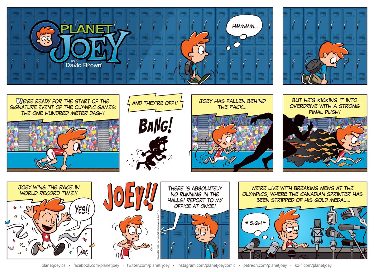 planet_joey's tweet photo. It's a Joey Weekend™! This time, a hallway of lockers at school whisks Joey off to the Olympic Games...

#PlanetJoey #TheWeekender #JoeyWeekends #Webcomics #Webtoons #Webcomicsfeed #Comics #ComicStrips #Cartoons #SundayFunnies #SundayComics https://t.co/vlgapCjObe