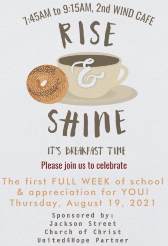 JohnEarlyMMM's tweet photo. @JohnEarlyMMM Jaguars teachers and staff were treated to breakfast from our @United4Hope partners @JacksonStreetCOC for believing & supporting our work!! Community Partnerships are EVERYTHING! THANK YOU! #TogetherWeAreEnough #37208
#OutNorth https://t.co/8x2c1418Hf