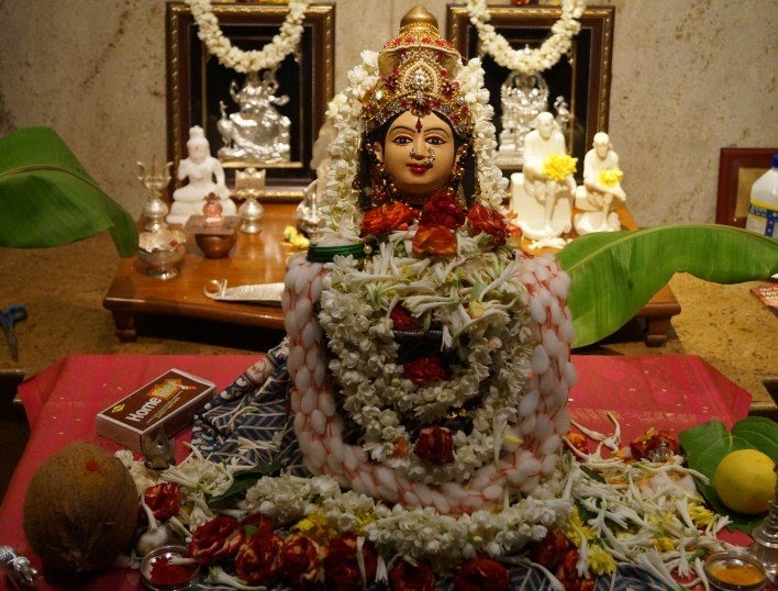 Observing Varalakshmi Vrtham is equivalent to worshipping Ashtalakshmis,can confer great benefits including health, wealth, happiness, long life, social status, success and others.Varalakshmi meaning a manifestation of Lakshmi that grants boons to the devotees.
#Varamahalakshmi