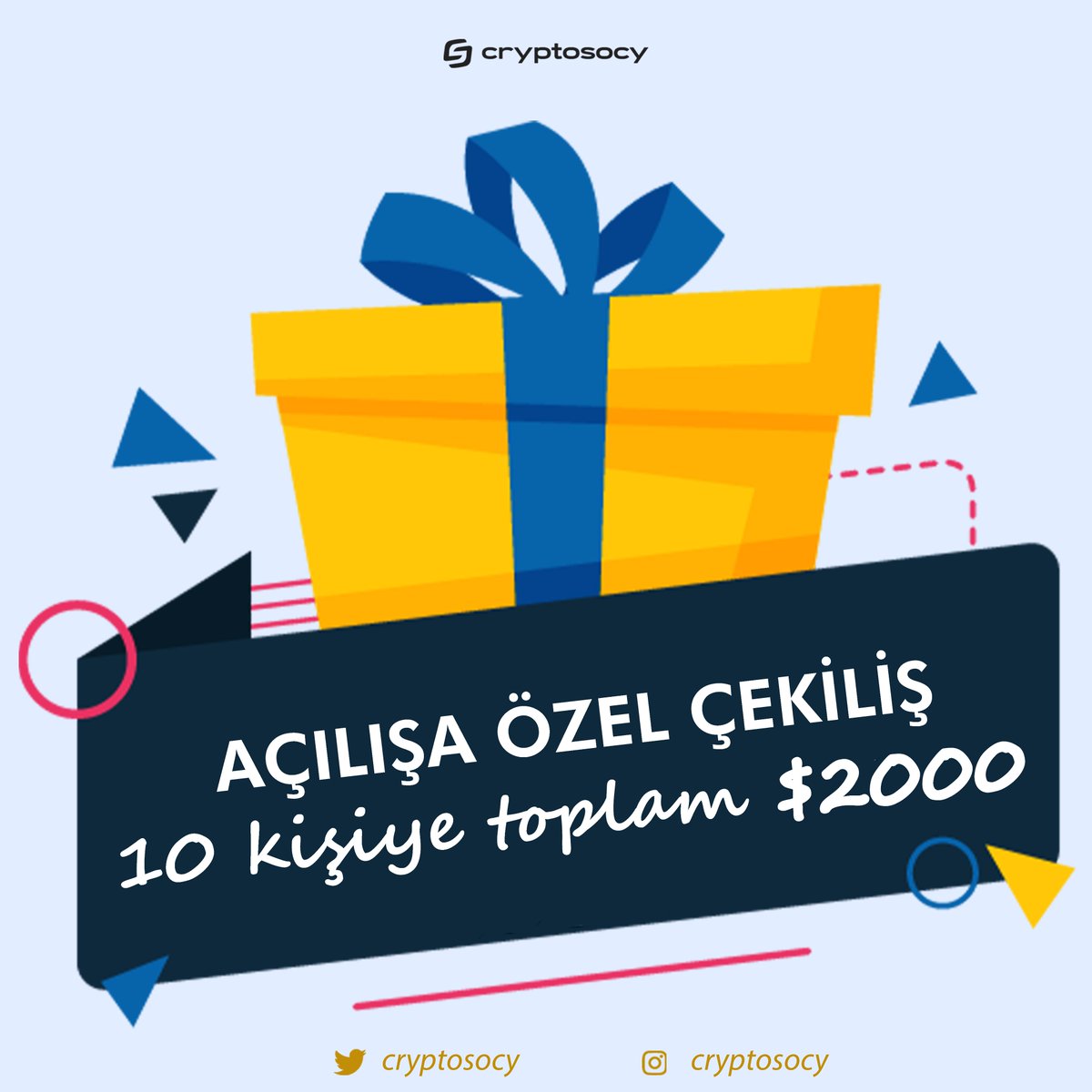 🚨 🎊🎊🎊CRYPTOSOCY AÇILIYOR🎊🎊🎊 🚨
📣 10 kişiye toplam $2000!
1. Twitter @cryptosocy takip et
2. Bu tweeti beğenin ve RT'leyin.
3. #cryptosocy hashtag kullanarak tweet paylaşın ve 3 arkadaşınızı etiketleyin.
Katılmak İçin!
sweepwidget.com/view/30723-5zy…
