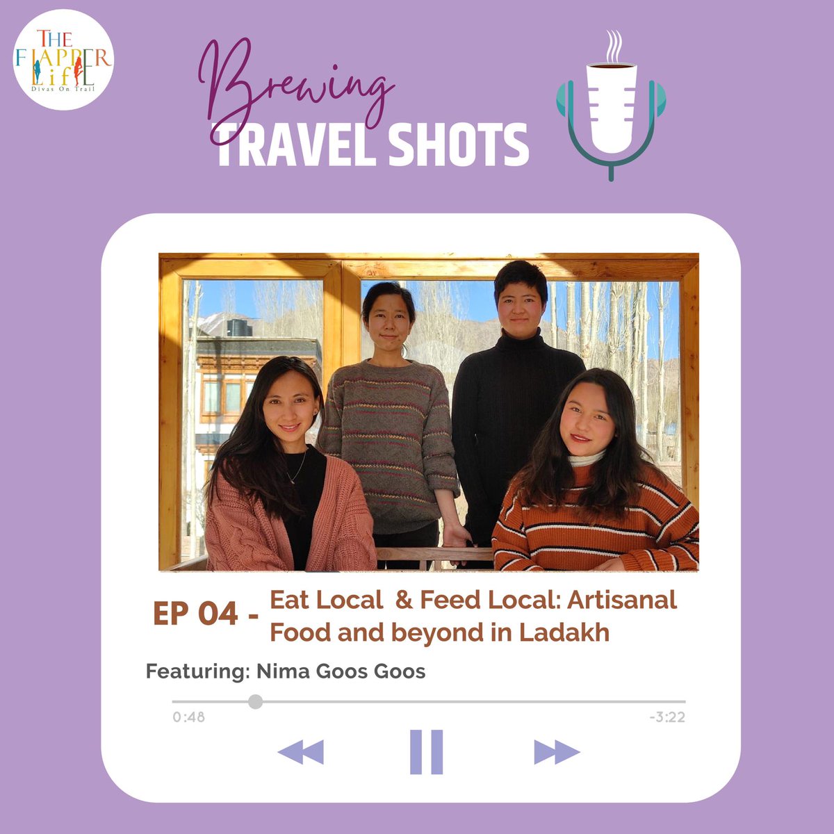 flapperlife's tweet photo. In Episode 4 of Brewing Travel Shots #Podcast , our  host @DoshiZinal  is conversing with two of the Co-Founders of Nima Goos Goos , an organic Artisanal food Venture in #Ladakh .

Listen to the episode exclusively on @spotifyindia 

https://t.co/c22xXK1mhl https://t.co/IIs0y6aXL3