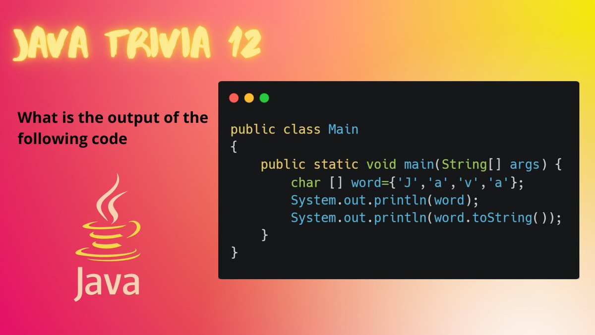 meetjain74's tweet image. Java Trivia 12

Answers after 24 hours

#Java #javatrivia #DEVCommunity #indiedev #programming