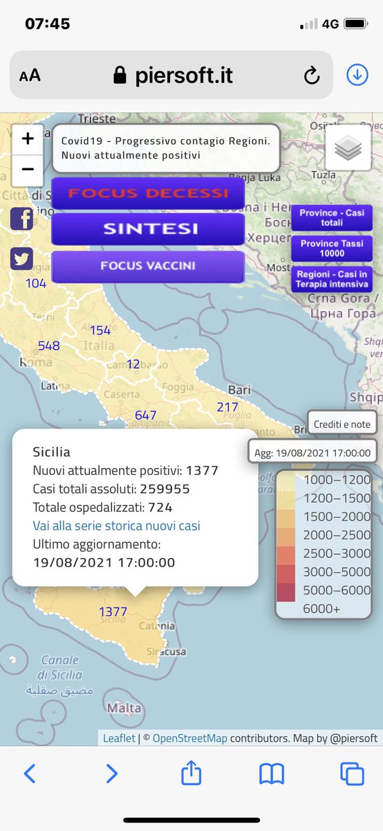 Piersoft's tweet image. Non vorrei essere un siciliano in questo momento storico.
Bassa vaccinazione, altissimi contagi in piena estate, terapia intensiva occupata oltre il 10%.
Una politica perfetta quella di Musmeci.