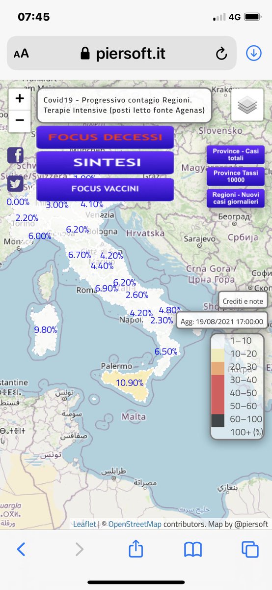 Piersoft's tweet image. Non vorrei essere un siciliano in questo momento storico.
Bassa vaccinazione, altissimi contagi in piena estate, terapia intensiva occupata oltre il 10%.
Una politica perfetta quella di Musmeci.