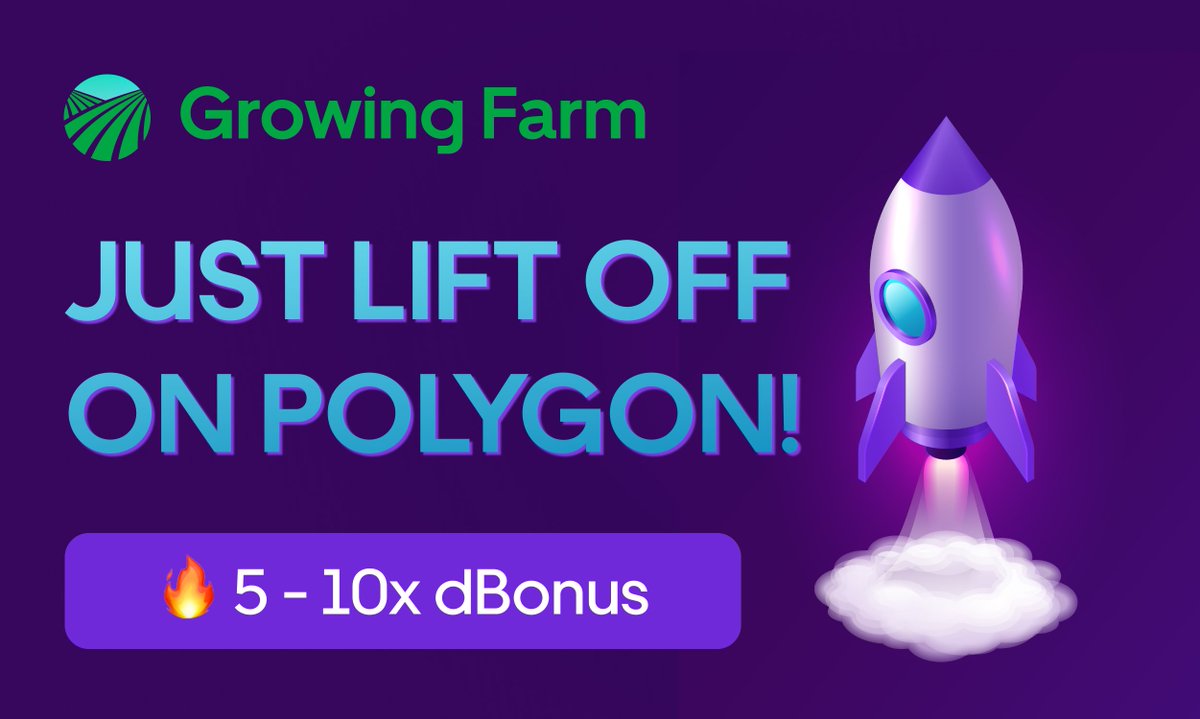 🚀🚀🚀 THE GROWING FARM JUST LIFT OFF on <a href="/0xPolygon/">Polygon | POL</a>!

GET ON 👉 growing.fi/farm?network=p…

Enjoy the super-boosted (5x to 10x) Deposit Bonus for the first 72 hours!

❤️ &amp; RT, help us spread the word!

#Polygon $PLOW