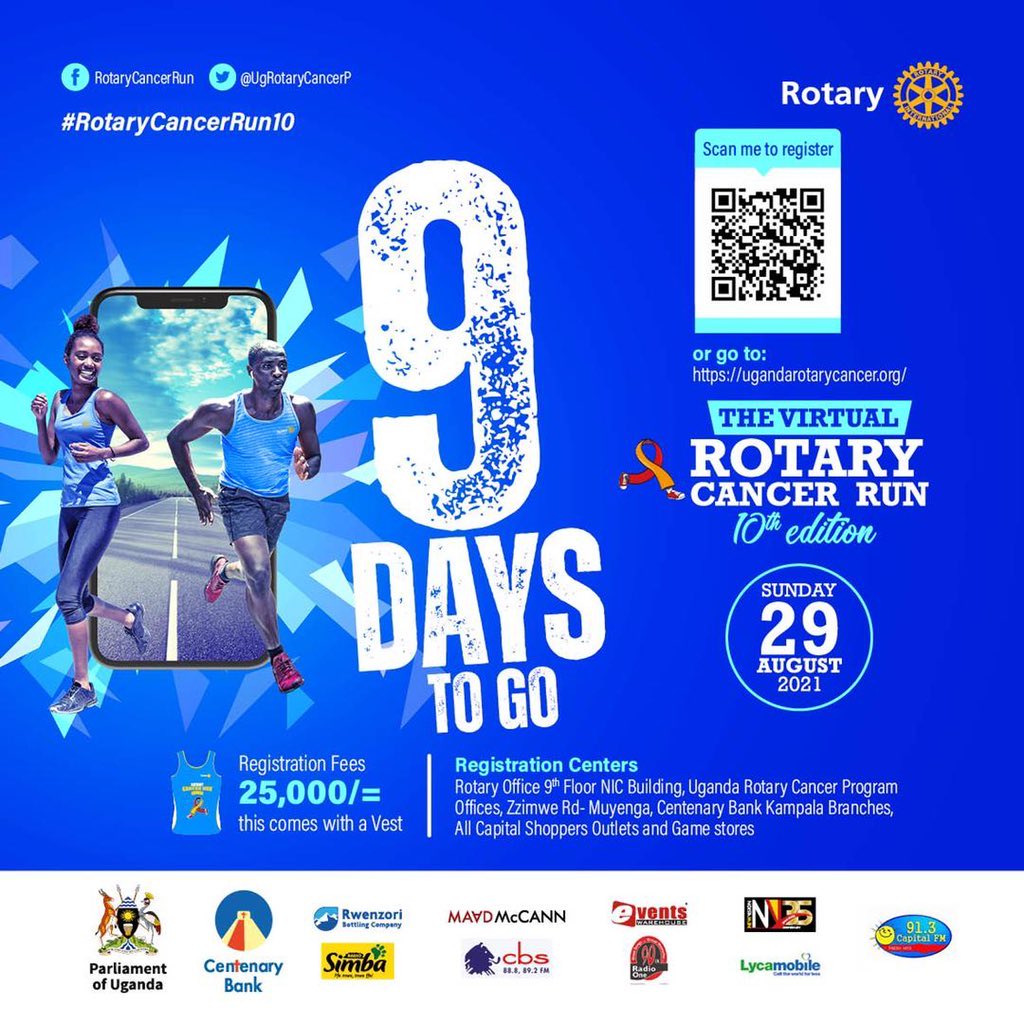 Lcmuha's tweet image. By this time next Sunday, I will be 10km into my 20km run for the virtual #RotaryCancerRun10. We are only 9 days away and kits are still available @CentenaryBank Kampala branches.