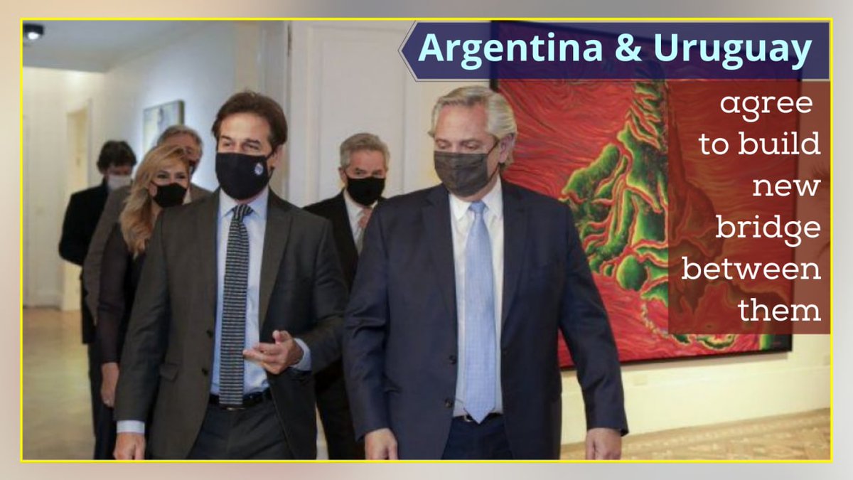 samirsinh189's tweet image. #Argentina &amp;amp; Uruguay agree to build new bridge between them that is being discussed for over 3 decades. #Uruguay also backs Argentine bid for presidency of &apos;Community of Latin American &amp;amp; Caribbean States&apos;. Tensions between two nations ease, which had mounted due to #TradeIssues.