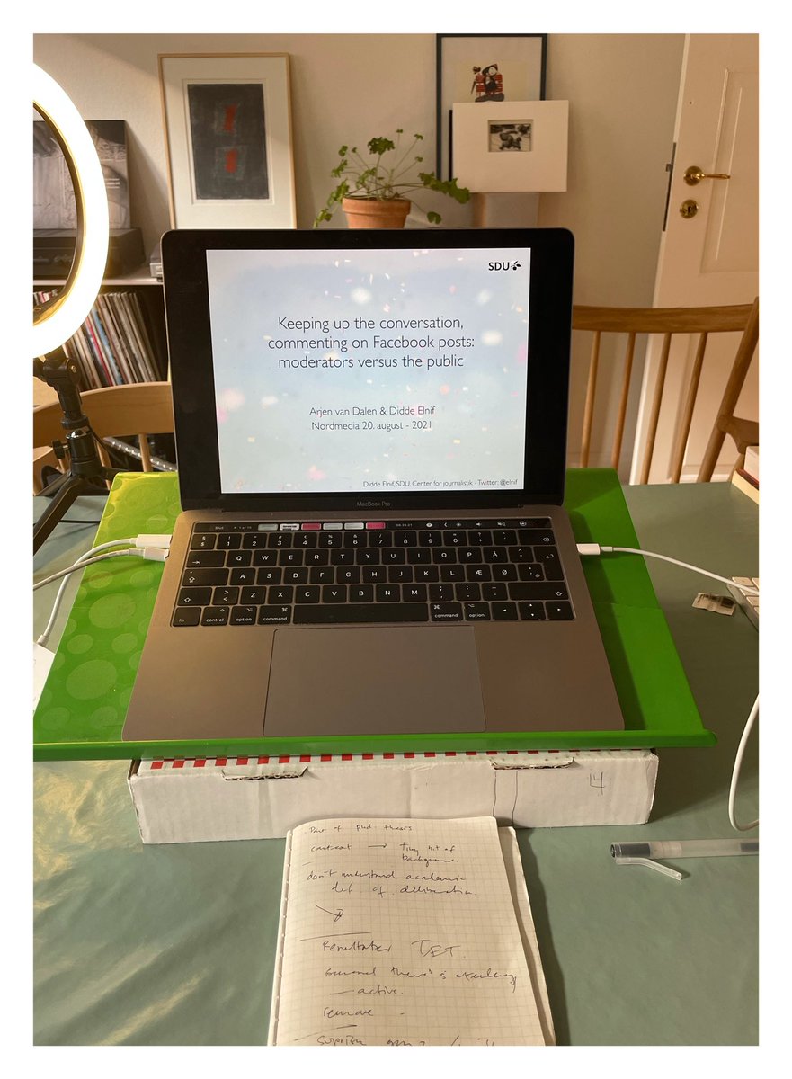 Must admit I’d rather be at @NordMediaNW in Iceland among friends, than doing my presentation tout seul from my apartment in Copenhagen. But here we go in half an hour: how do news media moderators and the general public perceive commenting on news content at Facebook. /@Elnif