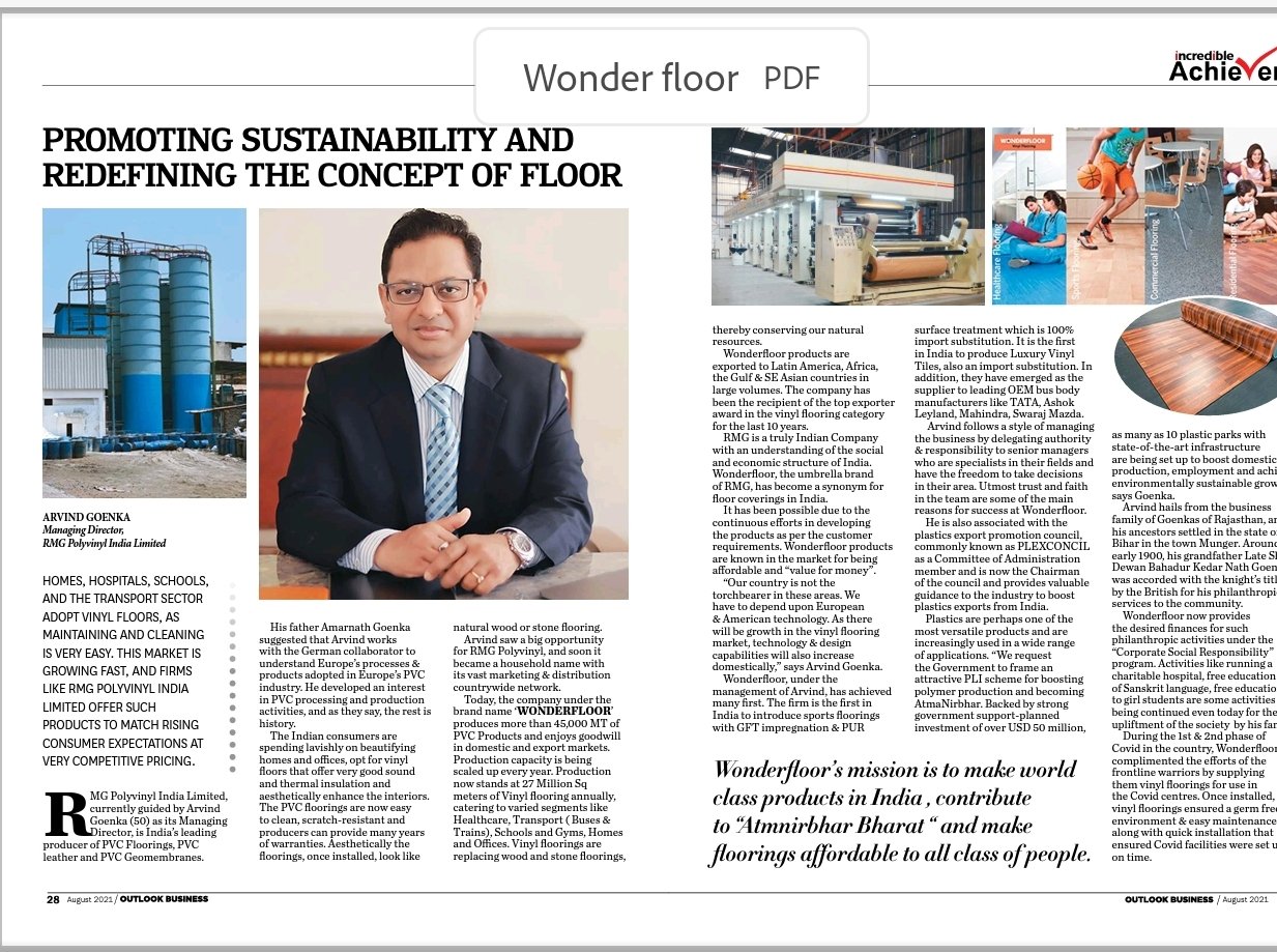 RMG Poly Vinyl India Limited WONDERFLOOR on Twitter "The story on our