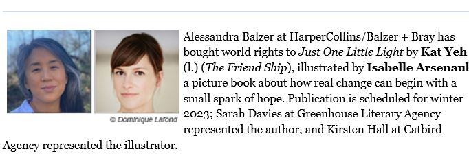 Congrats to @yehface & Isabelle Arsenault on their fab new picture book deal with @ABBalzer @BalzerandBray! This is going to be one beautiful & important book! @chelseberly @kristinostby