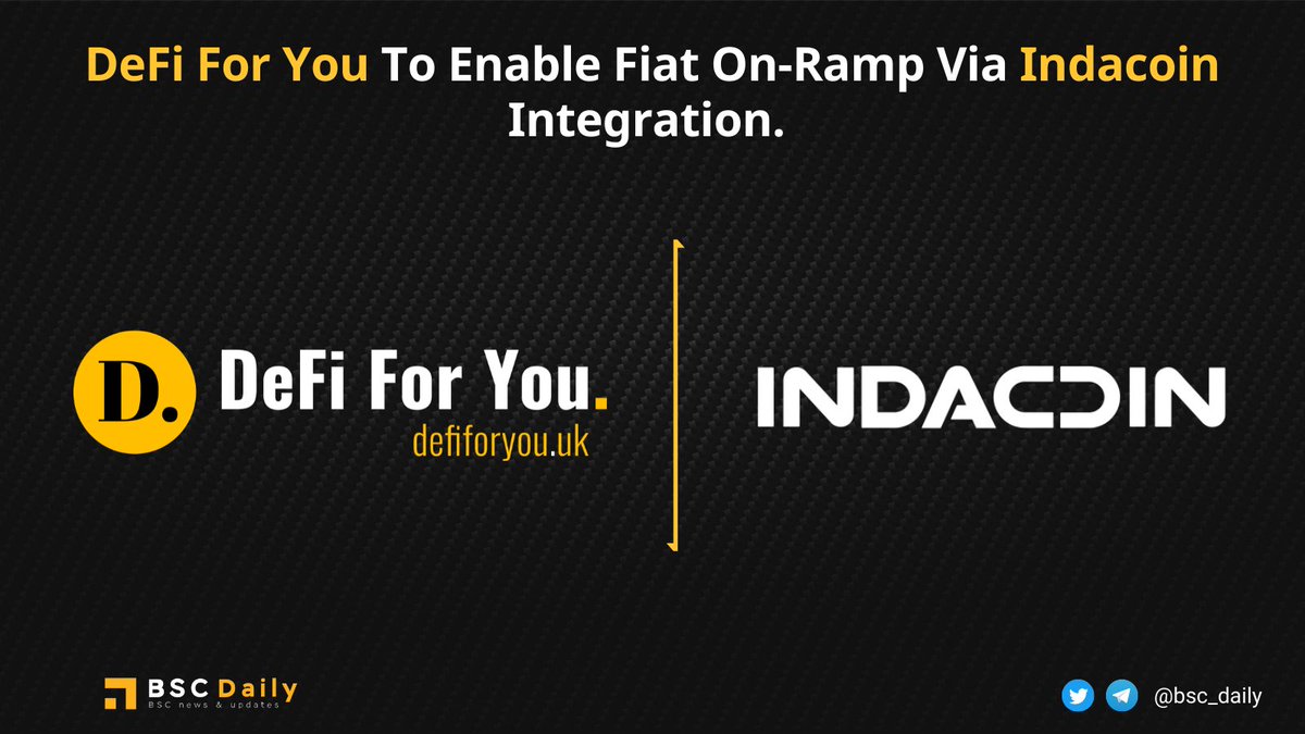 bsc_daily's tweet photo. Getting $DFY is as easy as 1, 2, 3 with #Visa and #Mastercard 💳

Thanks to the partnership between @DeFiForYou &amp; @Indacoin, users can have access to #crypto via the fiat currency gateway!

👉https://t.co/tcdtPwKGN0

#BSC #BNB #BinanceSmartChain #fiatonramp #DeFiForYou #Indacoin https://t.co/IQJ6HLTxcs