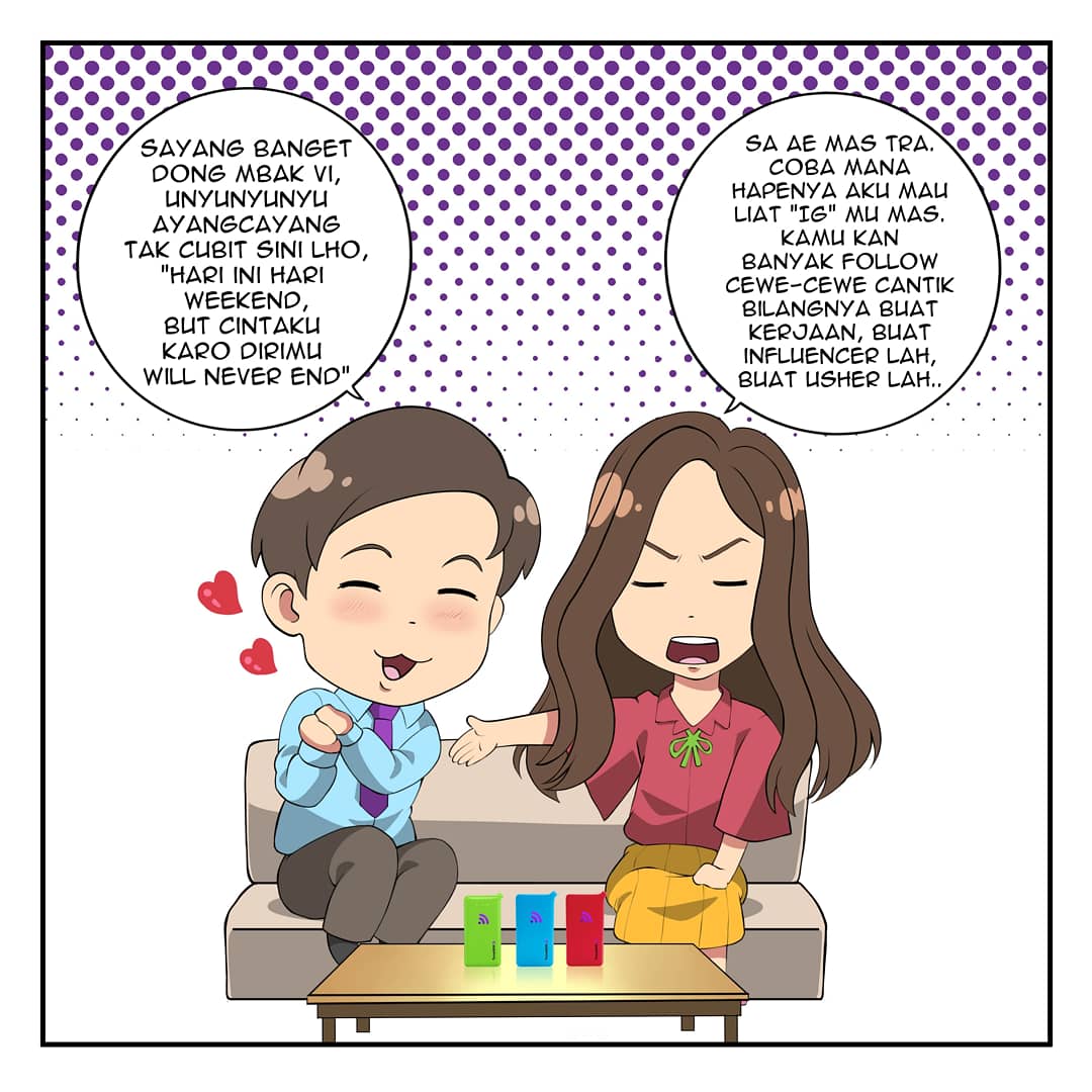 Travelwifi_id's tweet photo. EP.5 NGETEST SUAMI SAYANG,SETIA/ENGGA
Kalo menurut kamu Mas Tra sayang banget nggak sih sama Mbak Vi?
#TravelWifi #MUDAH #yangadasinyalnya #GoFurther #Mifi #NemeninKamuTerus #internetstabil #rentalwifi #wifimudah
#komik17an #comicstrip #ceritravi #comic https://t.co/QlUGhPvDH3