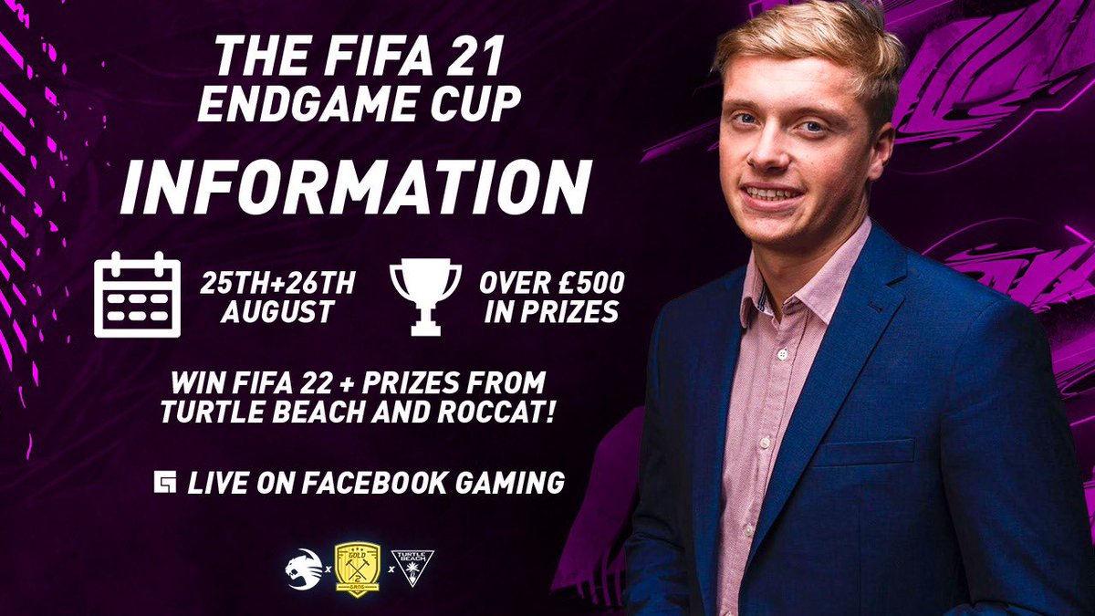 BSmith_Esports's tweet photo. HERE WE GO.. 

🏆 The Endgame Cup (FUT 21)
📅 25th &amp; 26th August (7pm onwards)
💰 Over £500 In Prizes 
🎮 PlayStation &amp; XBOX 
❌ No FUT Verified / E1 Players

Your chance to WIN #FIFA22 + Prizes from @TurtleBeach &amp; @ROCCAT ✌️

SIGN UP ➡️ https://t.co/AyyV7bYQle https://t.co/HYXj4ZWrOO