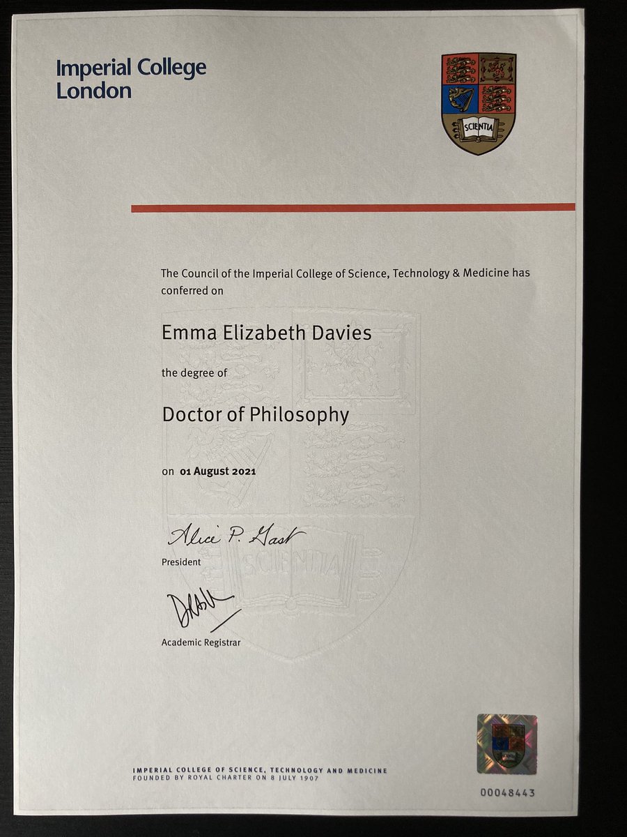 The certificate has arrived and it finally feels official, that’s the PhD complete! 💫 A massive thank you to everyone who helped me along the way!