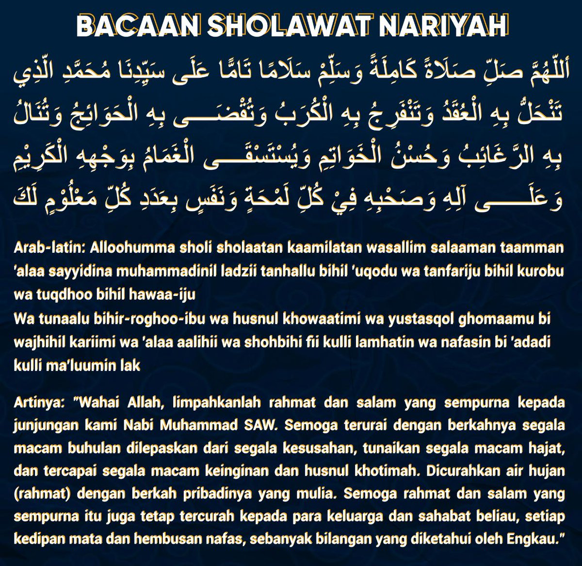 muhnaufalnopfal's tweet photo. Bacaan sholawat Nariyah
"Doa bersama untuk Bangsa"
#rmsaidmudauntukbangsa https://t.co/AZsJinvWTY