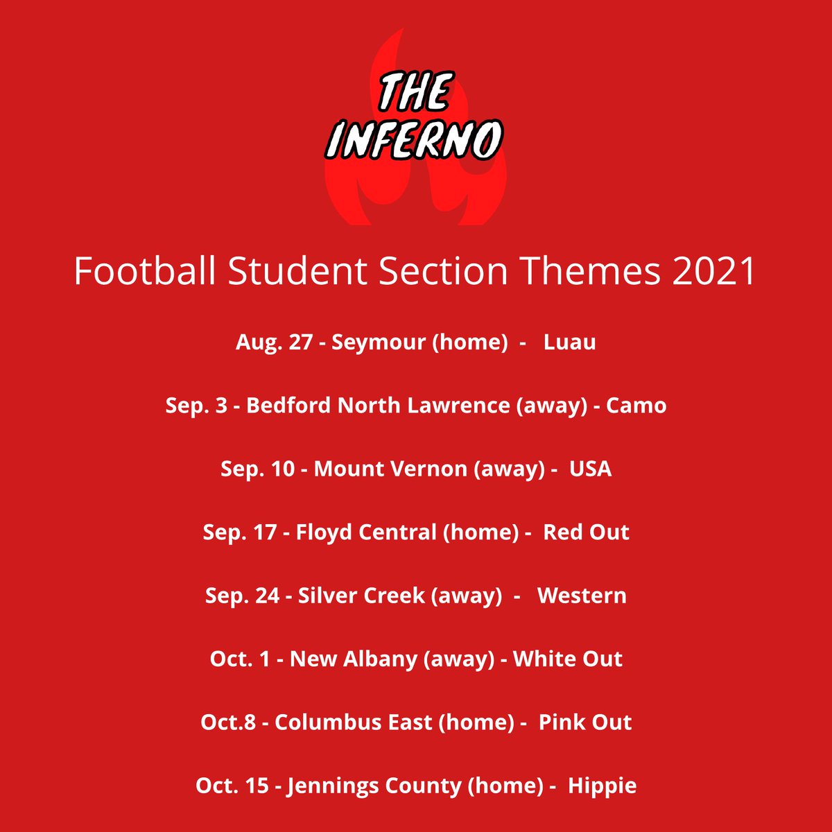 Football Themes 2021 - first game Aug. 27 against Seymour.