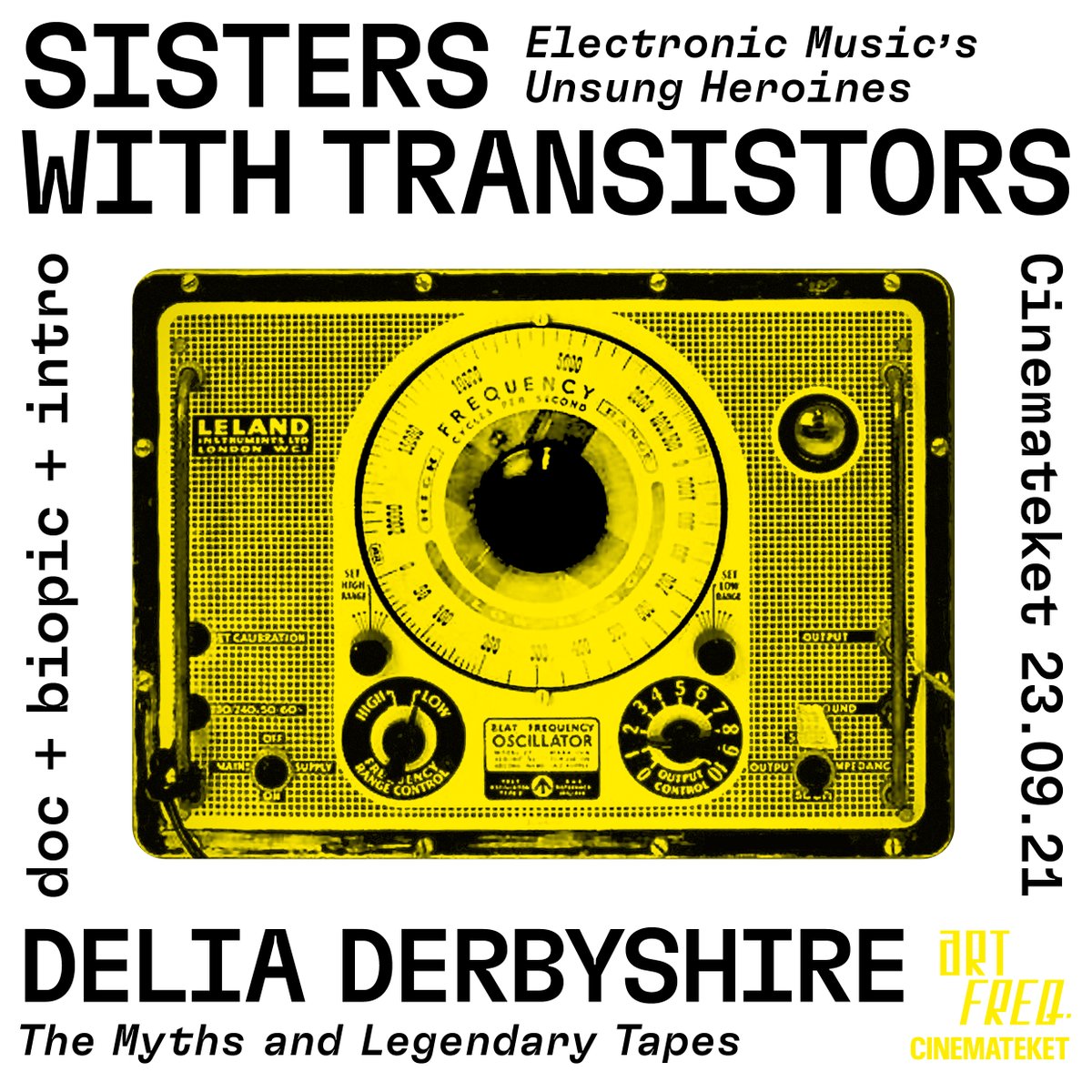 23.09.21 <a href="/cinemateketDK/">Cinemateket i Kbh</a> - viser vi den sublime Sisters with Transistors om den elektroniske musiks heltinder. The triple bill inkluderer Delia Derbyshire dokumentar og connaisseuse par excellence <a href="/anyamathilde/">AnyaMathildePoulsen</a> Poulsen.