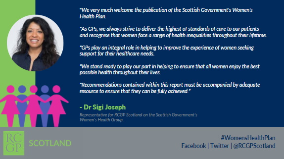 RCGP Scotland (@rcgpscotland) on Twitter photo We very much welcome today's publication of the <a href="/scotgov/">Scottish Government</a> #WomensHealthPlan with our representative <a href="/sigi_dr/">DrSigiJoseph</a> feeding into this work on behalf of the College.
All women deserve to enjoy the best possible health throughout their lives.
Find out more: gov.scot/publications/w… We very much welcome today's publication of the <a href="/scotgov/">Scottish Government</a> #WomensHealthPlan with our representative <a href="/sigi_dr/">DrSigiJoseph</a> feeding into this work on behalf of the College.
All women deserve to enjoy the best possible health throughout their lives.
Find out more: gov.scot/publications/w…