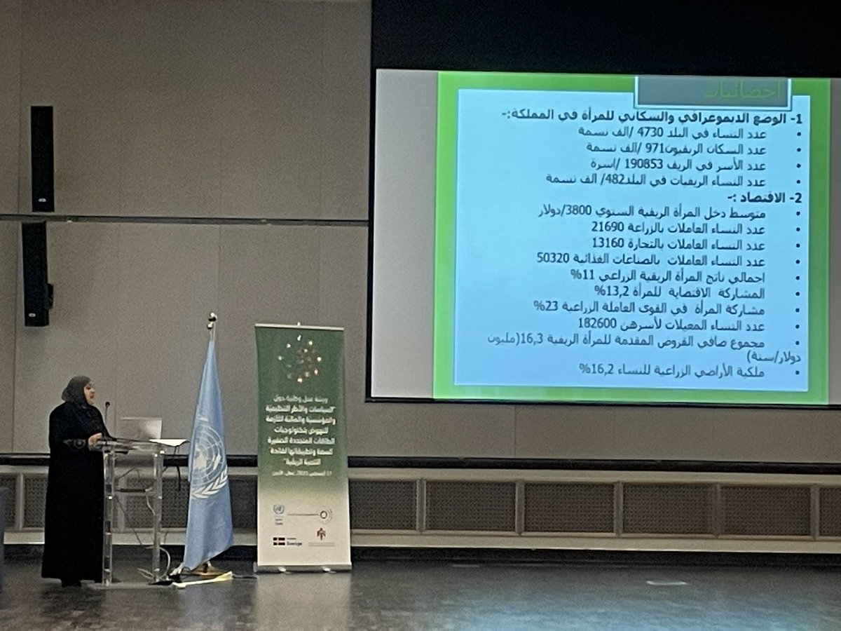 ShadaElsharif's tweet photo. During the workshop organized by @UNESCWA I had the pleasure of presenting policy recommendations on the role of small-scale #RE in economic empowerment of rural #women in #Jordan, as part of the regional #REGEND project, with valuable inputs from #ESCWA #MEMR #MoA #FAO #JREEEF https://t.co/B52k795al5