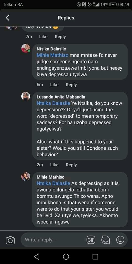 M_lynnrelaod's tweet photo. #JusticeForNosicelo #AskAMan #justiceforslindokuhle  this is Ntsika Dalalise from CPT praising a murderer. Can he be dealt with and be taken away from our sociaty. Any where around women, be it a place of work! Men are dangerous. https://t.co/5svEKG4PLu