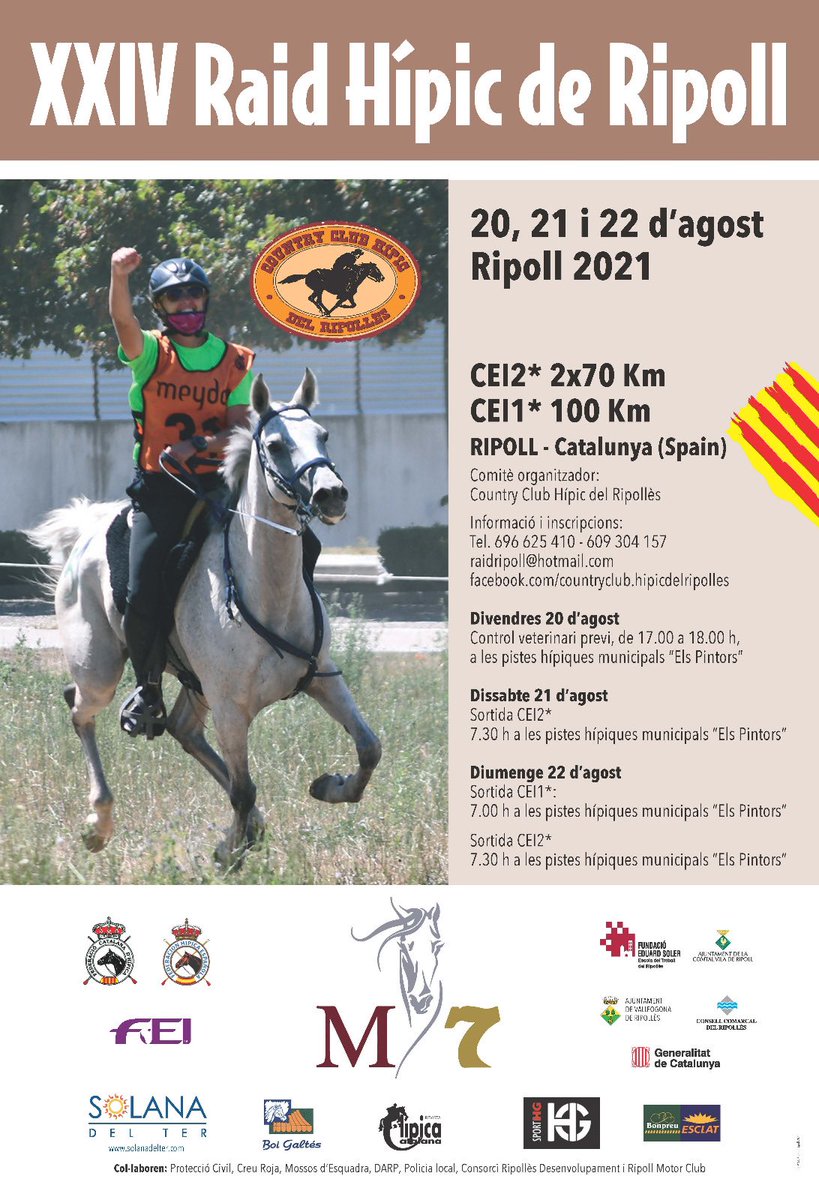 Aj_Ripoll's tweet photo. 🐴 Aquest cap de setmana se celebra el 24è Raid Hípic de Ripoll. La sortida i l’stage estarà situat a les pistes hípiques municipals, al polígon “Els Pintors”.

#raidhipic #endurance #enduranceraid #horseraid https://t.co/XLgVS3gVpI