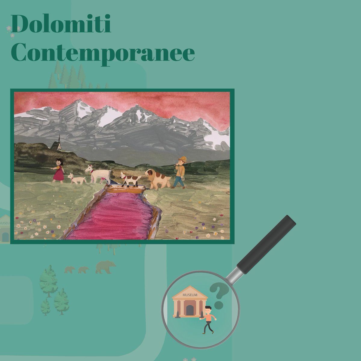 MuseoDolom_it's tweet photo. 🥥La Caccia al museo nei #DolomitesMuseum oggi ci porta in VACCANZA da:
Dolomiti Contemporanee!
🖼️L'oggetto che vi invitiamo a cercare è l'opera 'Combriccola al tramonto' di Carolina Pozzi.

⏰P.S. Avete tempo fino al 31 ottobre!

@DolomitesUNESCO https://t.co/FsgcvI5sJC