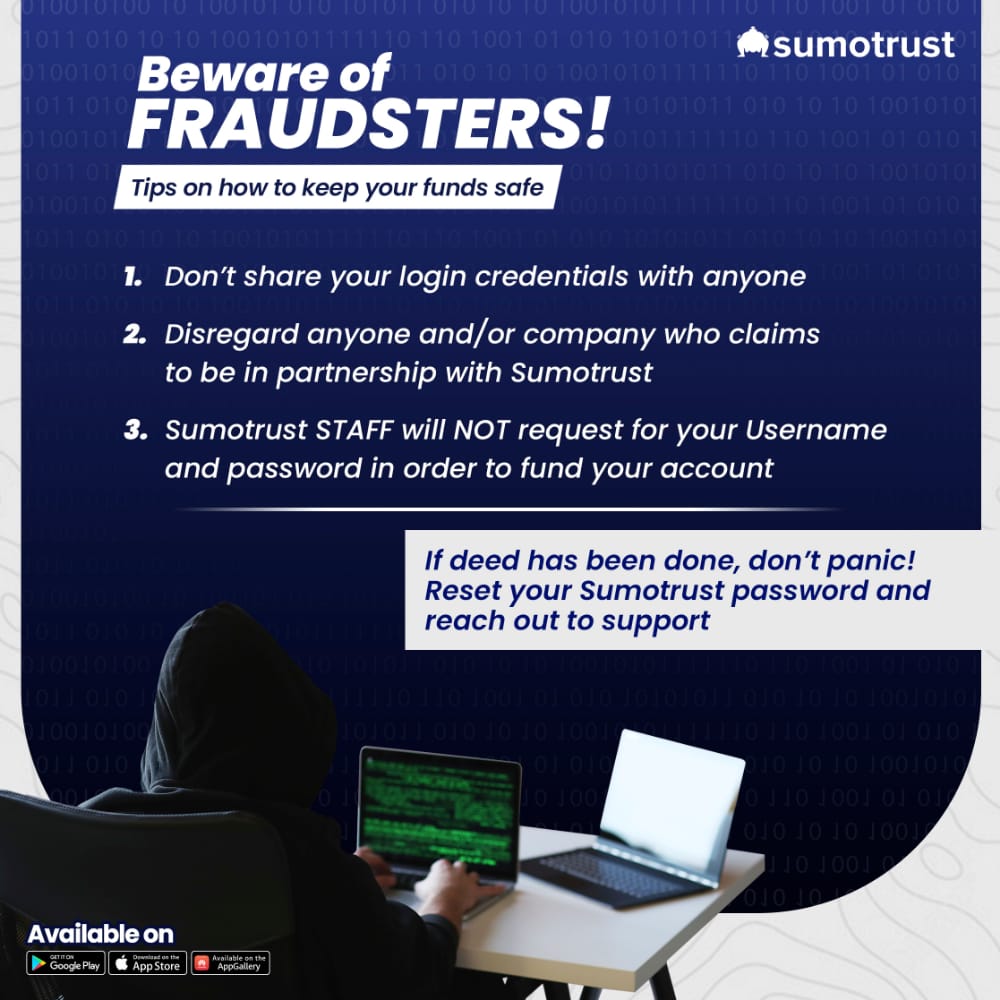 sumotrust's tweet photo. PUBLIC NOTICE

Your login details remain for your eyes only.
Don't share for whatever reason.

Sumotrust is not in partnership with any loan company and does not help facilitate loans from third party. 

If in doubt reach out through any of our official social media handles. https://t.co/psli69XapZ