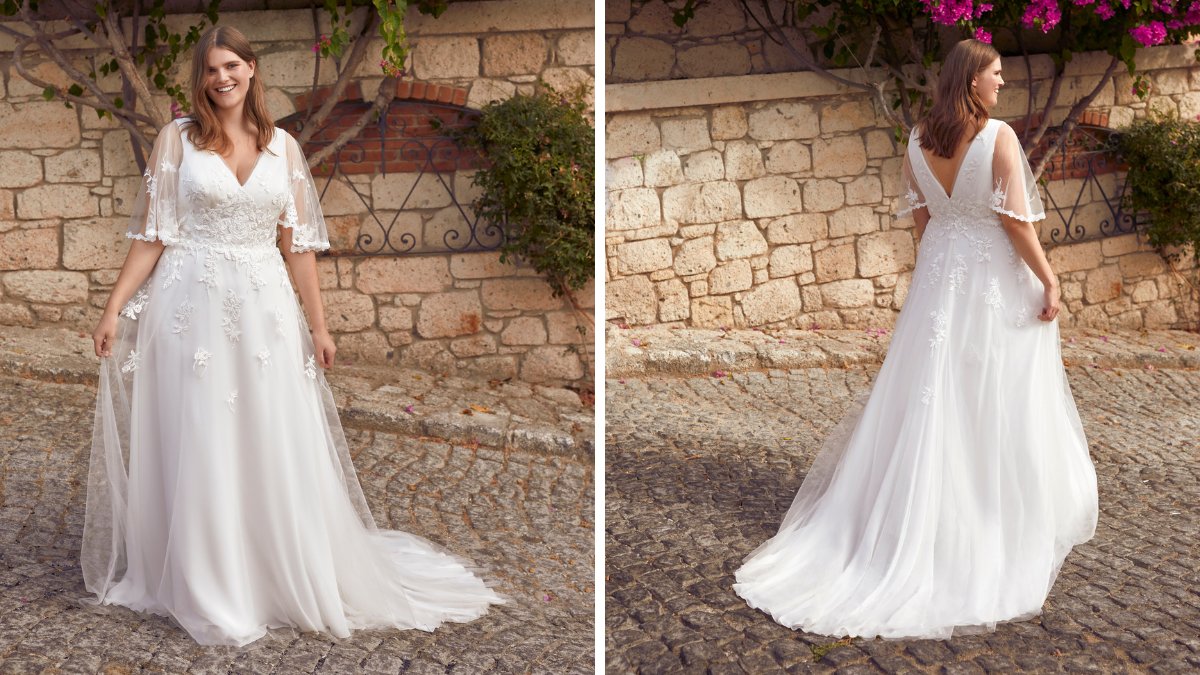 ModecaBridal's tweet image. ✨ 2022 Curves by Modeca | PALOMA ✨
The flutter tulle sleeves with lace embellishments bring all the romance to this curvy bridal look and give you the coverage you’re aiming for.

Find out more on bit.ly/2022CBM_Paloma

#Modeca #ModecaBridal #CurvesByModeca #CurvyBride