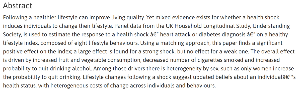 jburton123's tweet photo. Impact of a Health Shock on Lifestyle Behaviours, by @zverdun - uses @usociety   https://t.co/uHjJT8FnSb https://t.co/X19DzU4a67