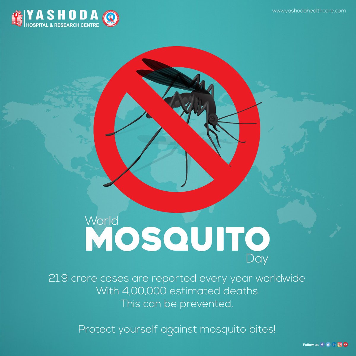 YashodaHealth's tweet photo. #AwarenessWithYashoda
World Mosquito Day
▶️Protect yourself against mosquito bites!
✅Wear covered clothes, especially during monsoon
✅Beware of mosquito bites
✅Keep your surroundings clean
✅Use mosquito repellents
▶️No mosquito bites = No malaria!
#ZeroMalariaTarget https://t.co/P2WWtJy4vU