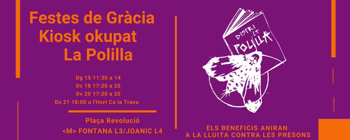 🔸Avui serem de 17:30 a 20 al quiosc
🔸Dissabte serem a la fira de l'hort <a href="/Ca_LaTrava/">Ca La Trava 🏴🔥🌿</a> 
Us esperem amb fanzines, les noves camis i bona conversa!
A terra els murs✊