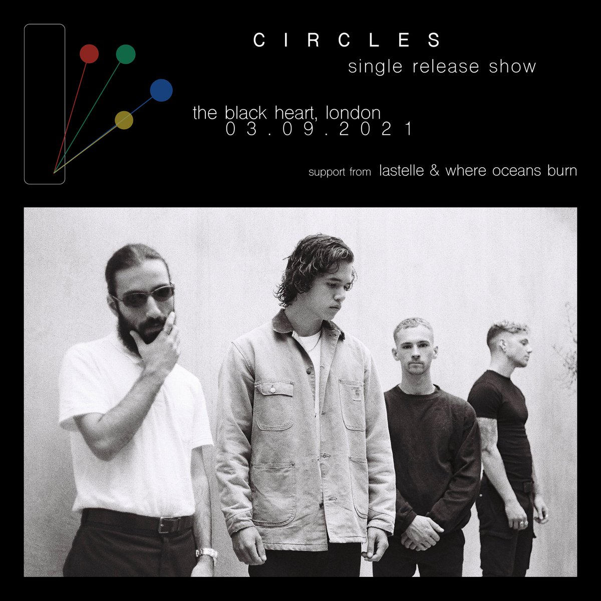One week of Circles.

We’re happy to announce that <a href="/LASTELLEBAND/">LASTELLE</a> will be joining us on Friday 3rd September to celebrate the release of our new single, along with Where Oceans Burn. 

Tickets are available via the link in our bio.