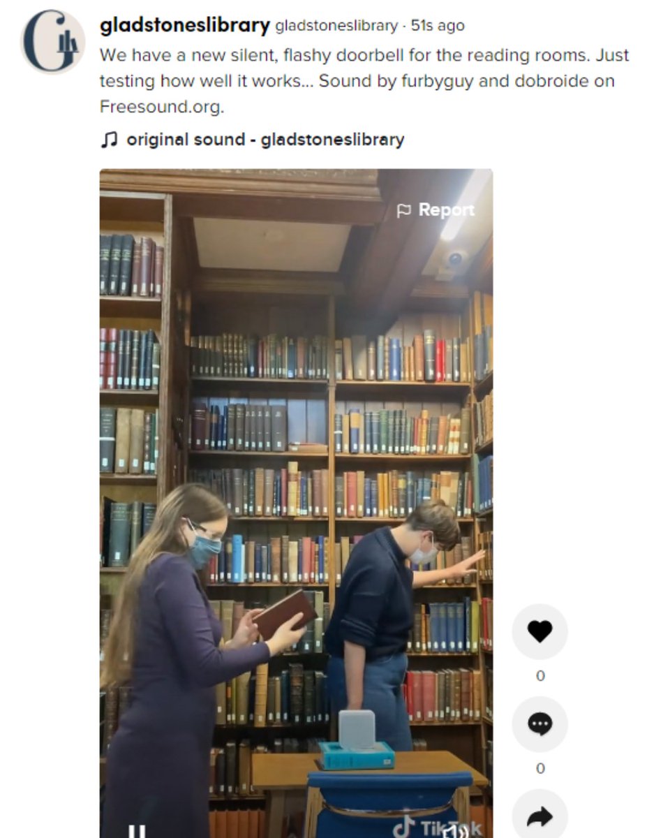 gladlib's tweet photo. The staff at Gladstone's are all serious, studious types.
Here are two of our doctorate degree holders testing out the new Reading Rooms doorbell. It flashes.
Video here https://t.co/fsGwYjdC6f
(The Reading Rooms will be silent when we reopen in 13 days)
#Gladlib #Gladtobeback https://t.co/i77OtiSkGG