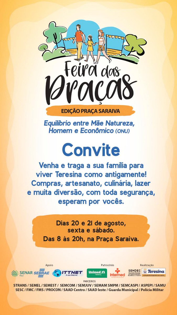 FEIRA DAS PRAÇAS – EDIÇÃO PRAÇA SARAIVA / TERESINA-PI

O evento começa hoje e vai até amanhã, 20 e 21 de agosto, sexta e sábado, das 8h às 20h, na praça Saraiva.

Os parentes Warao estarão com um estande. Venham conhecer a cultura e comprar o artesanato do povo Warao.

✊🏽 Venham