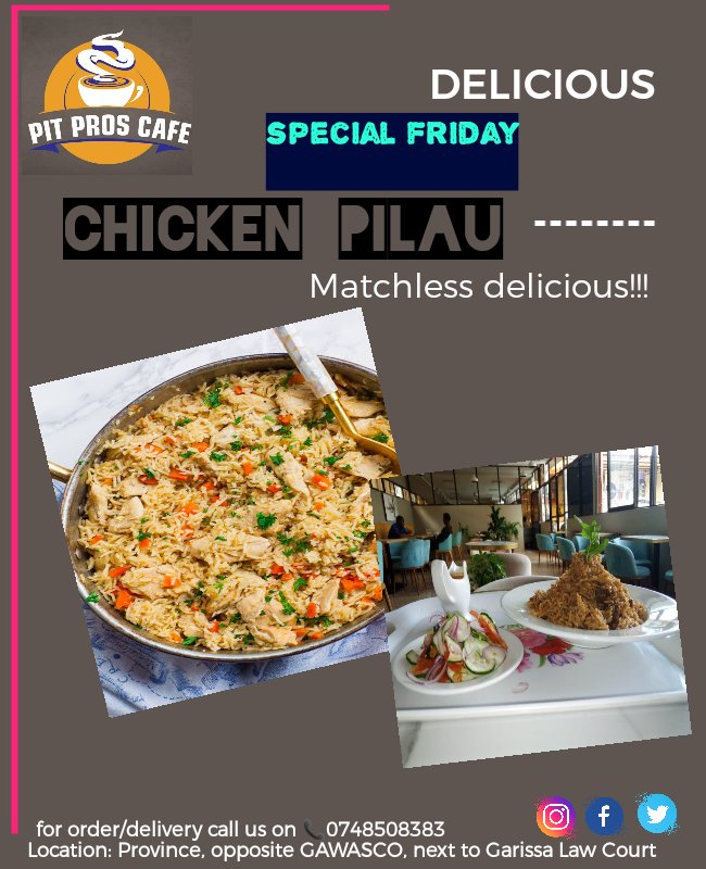 We give you a legendary welcome everytime you come back...It's a happy Friday to enjoy our chicken pilau
#chickenwings #chickenpilaurice #garissacounty #restaurant
instagram.com/p/CSyo4vejNM3/…