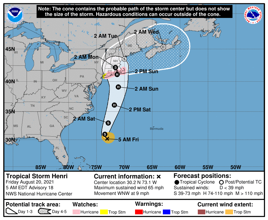 It's becoming more likely that impacts from Henri will be felt in New England. For New Hampshire and Maine, the most likely impact will be high surf at the coast, with the possibility of rain and wind as well. Timing is Sunday and Monday. #mewx #nhwx