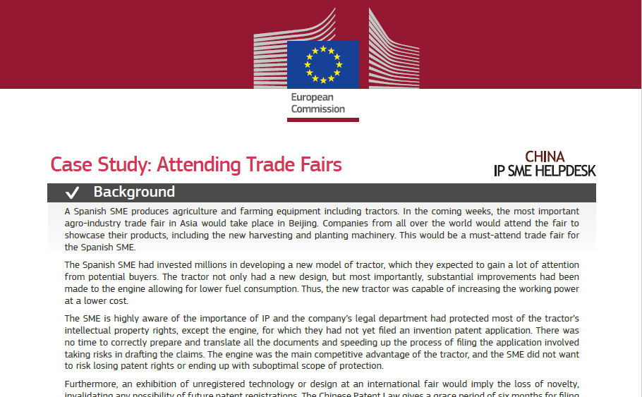chinaiphelpdesk's tweet photo. #IPCaseStudy A Spanish SME planned to attend the most important agro-industry #tradefair in Asia, taking place in🇨🇳.
Patent application for the engine of their tractor had not been filed yet. What was the SME's strategy to safely participate?
Read here👉https://t.co/nBrzGieJGe https://t.co/hah4e3MyIt