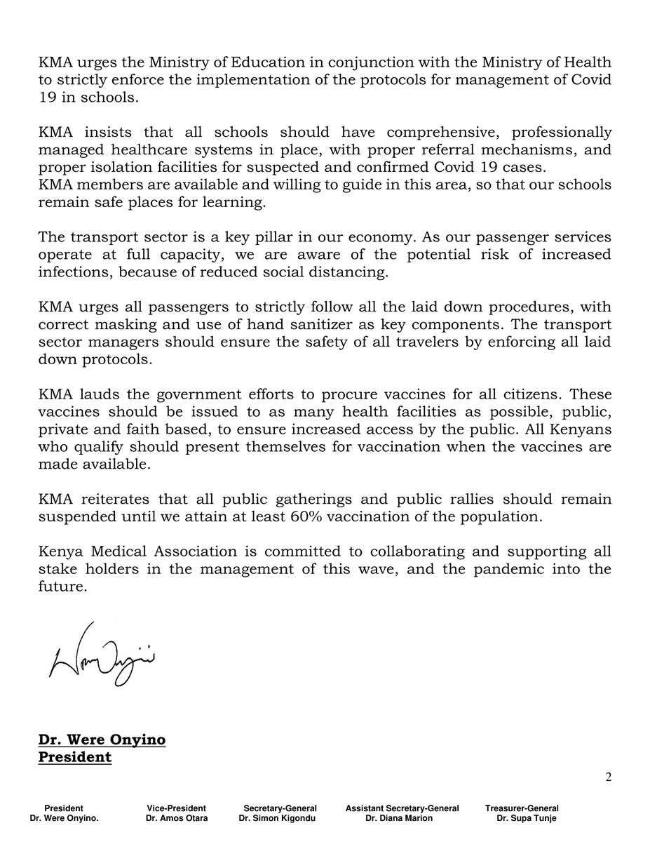 20/08/2021 - STATEMENT ON THE MANAGEMENT OF THE PREVAILING #COVID19 PANDEMIC IN #KENYA
<a href="/KmpdcOfficial/">Kenya Medical Practitioners and Dentists Council</a> 
kma.co.ke/component/cont…