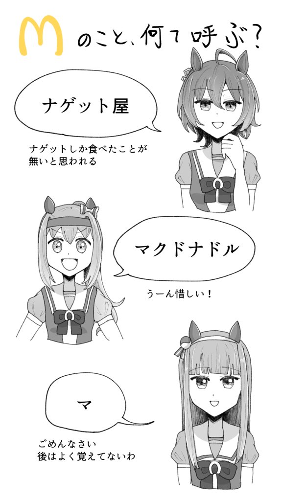 #ウマ娘 
Mの店の呼び方妄想まとめ 