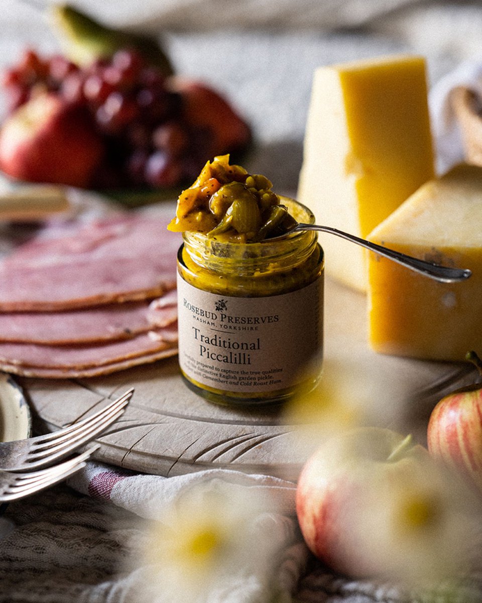 A historic and distinctive English pickle. Cauliflower, tomatoes, peppers and onions are freshly prepared, brined, blanched in malt vinegar, then preserved in a piquant sauce.

To learn more about how our pickles are made, visit ;  ow.ly/zQoW50FQnQk

#rosebudpreserves