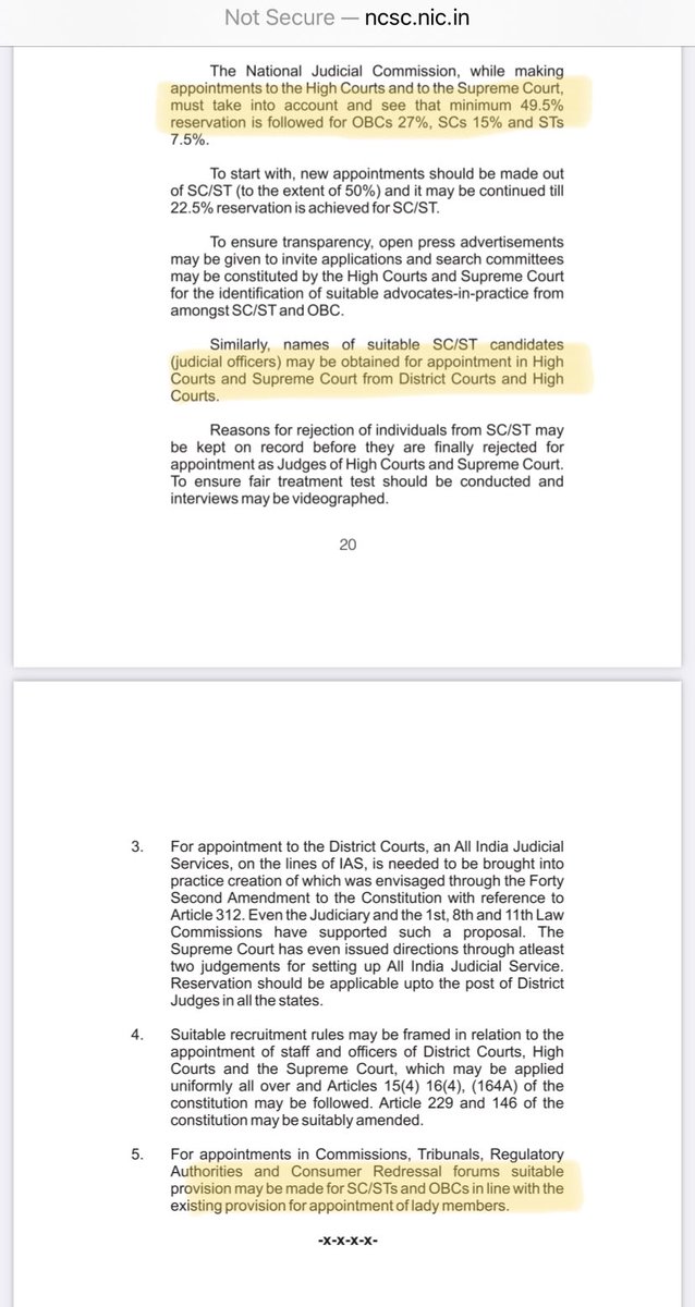 Profdilipmandal's tweet photo. The National Commission for Scheduled Castes @NCSC_GoI in its report recommended the constitution of a National Judicial Commission for making appointment to the Superior Courts and that the Judicial Commission must follow reservation. #Casteist_Collegium https://t.co/CwvAupi3er